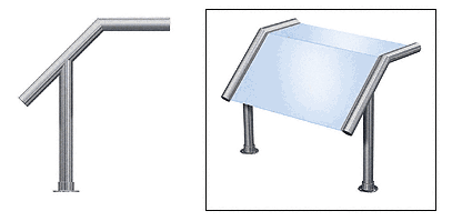 C.R. Laurence CRL Elegant 128 Series Sneeze Guard - 1-1/2&quot; Brushed Stainless Tubing, Glass On Slant and Top Only  | SG5128BS