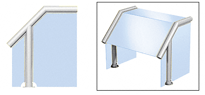 C.R. Laurence CRL Elegant 129 Series Sneeze Guard - 1-1/2&quot; Polished Stainless Tubing, Glass On Slant, Top, and One End or Both Ends  | SG5129PS