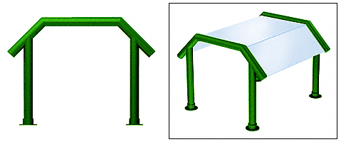 C.R. Laurence CRL Elegant 130 Series Sneeze Guard - 1-1/2&quot; Powder Painted Tubing, Glass On Slant and Top Only  | SG5130PT