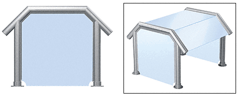 C.R. Laurence CRL Elegant 131 Series Sneeze Guard - 1-1/2&quot; Brushed Stainless Tubing, Glass On  Slant, Top, and One End or Both Ends  | SG5131BS