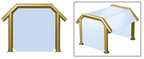 C.R. Laurence CRL Elegant 131 Series Sneeze Guard - 1-1/2&quot; Polished Brass Tubing, Glass On Slant, Top, and One End or Both Ends  | SG5131PB