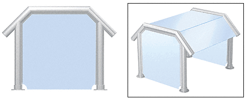 C.R. Laurence CRL Elegant 131 Series Sneeze Guard - 1-1/2&quot; Polished Stainless Tubing, Glass On Slant, Top, and One End or Both Ends  | SG5131PS