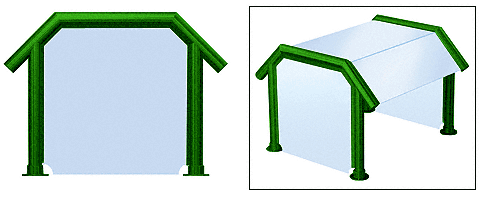 C.R. Laurence CRL Elegant 131 Series Sneeze Guard - 1-1/2&quot; Powder Painted Tubing, Glass On Slant, Top, and One End or Both Ends  | SG5131PT