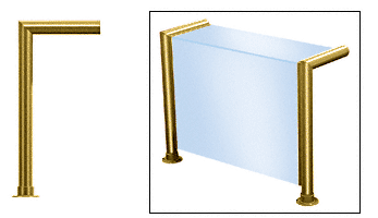 C.R. Laurence CRL Elegant 139 Series Sneeze Guard - 1-1/2&quot;  Polished Brass Tubing, Glass On Top and Front Only  | SG5139PB