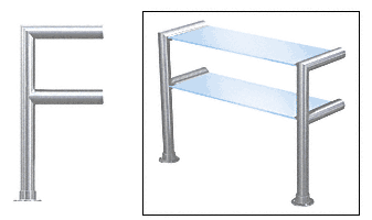 C.R. Laurence CRL Elegant 141 Series Sneeze Guard - 1-1/2&quot; Brushed Stainless Tubing, Glass On Top and Shelf Only  | SG5141BS