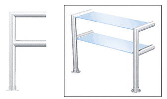 C.R. Laurence CRL Elegant 141 Series Sneeze Guard - 1-1/2&quot; Polished Stainless Tubing, Glass On Top and Shelf Only  | SG5141PS