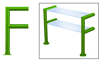 C.R. Laurence CRL Elegant 141 Series Sneeze Guard -1-1/2&quot; Powder Painted Tubing, Glass On Top and Shelf Only  | SG5141PT