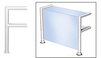 C.R. Laurence CRL Elegant 142 Series Sneeze Guard - 1-1/2&quot; Polished Stainless Tubing, Glass On Top, Shelf, and Front Only  | SG5142PS
