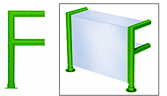 C.R. Laurence CRL Elegant 142 Series Sneeze Guard - 1-1/2&quot; Powder Painted Tubing, Glass On Top, Shelf, and Front Only  | SG5142PT
