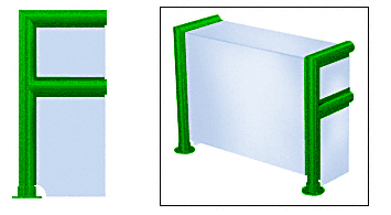 C.R. Laurence CRL Elegant 143 Series Sneeze Guard - 1-1/2&quot;  Powder Painted Tubing, Glass On Top, Shelf, Front, and One End or Both Ends  | SG5143PT