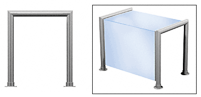 C.R. Laurence CRL Elegant 145 Series Sneeze Guard - 1-1/2&quot; Brushed Stainless Tubing, Glass On Top and Front Only  | SG5145BS