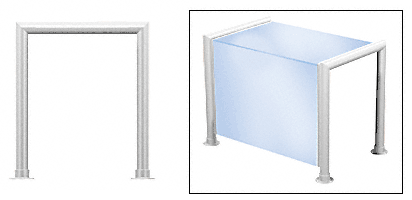 C.R. Laurence CRL Elegant 145 Series Sneeze Guard - 1-1/2&quot; Polished Stainless Tubing, Glass On Top and Front Only  | SG5145PS