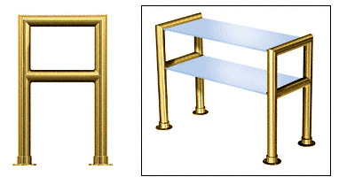 C.R. Laurence CRL Elegant 147 Series Sneeze Guard - 1-1/2&quot; Polished Brass Tubing, Glass On Top and Shelf Only  | SG5147PB