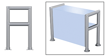 C.R. Laurence CRL Elegant 148 Series Sneeze Guard - 1-1/2&quot; Brushed Stainless Tubing, Glass On Top, Shelf, and Front Only  | SG5148BS