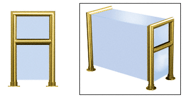 C.R. Laurence CRL Elegant 149 Series Sneeze Guard - 1-1/2&quot; Polished Brass Tubing, Glass On Top, Shelf, Front, and One End or Both Ends  | SG5149PB