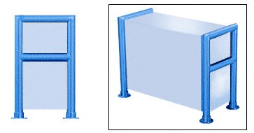 C.R. Laurence CRL Elegant 149 Series Sneeze Guard - 1-1/2&quot; Powder Painted Tubing, Glass On Top, Shelf, Front, and One End or Both Ends  | SG5149PT