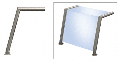C.R. Laurence CRL Elegant 151 Series Sneeze Guard - 1-1/2&quot; Brushed Stainless Tubing, Glass On Top and Front Only   | SG5151BS