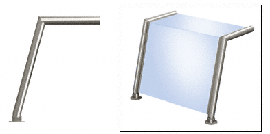 C.R. Laurence CRL Elegant 151 Series Sneeze Guard - 1-1/2&quot; Polished Stainless Tubing, Glass On Top and Front Only   | SG5151PS
