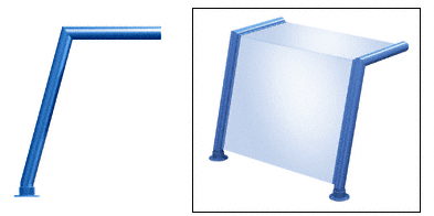 C.R. Laurence CRL Elegant 151 Series Sneeze Guard - 1-1/2&quot; Powder Painted Tubing, Glass On Top and Front Only   | SG5151PT