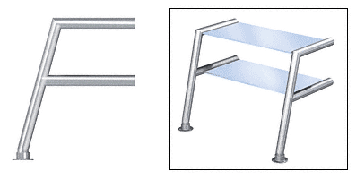 C.R. Laurence CRL Elegant 153 Series Sneeze Guard - 1-1/2&quot; Polished Stainless Tubing, Glass On Top and Shelf Only  | SG5153PS