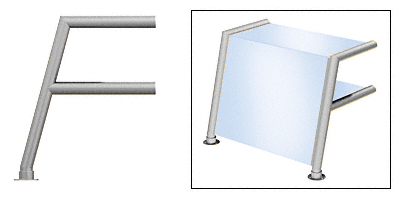 C.R. Laurence CRL Elegant 154 Series Sneeze Guard - 1-1/2&quot; Brushed Stainless Tubing, Glass On Top, Shelf, and Front Only  | SG5154BS