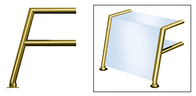C.R. Laurence CRL Elegant 154 Series Sneeze Guard - 1-1/2&quot; Polished Brass Tubing, Glass On Top, Shelf, and Front Only  | SG5154PB