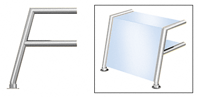C.R. Laurence CRL Elegant 154 Series Sneeze Guard - 1-1/2&quot; Polished Stainless Tubing, Glass On Top, Shelf, and Front Only  | SG5154PS
