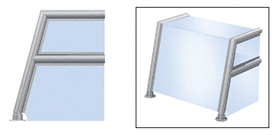 C.R. Laurence CRL Elegant 155 Series Sneeze Guard - 1-1/2&quot; Brushed Stainless Tubing, Glass On Top, Shelf, Front, and One End or Both Ends  | SG5155BS