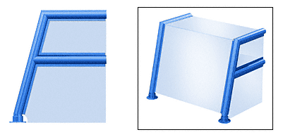 C.R. Laurence CRL Elegant 155 Series Sneeze Guard - 1-1/2&quot; Powder Painted Tubing, Glass On Top, Shelf, Front, and One End or Both Ends  | SG5155PT