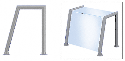 C.R. Laurence CRL Elegant 157 Series Sneeze Guard - 1-1/2&quot; Brushed Stainless Tubing, Glass On Top and Front Only  | SG5157BS