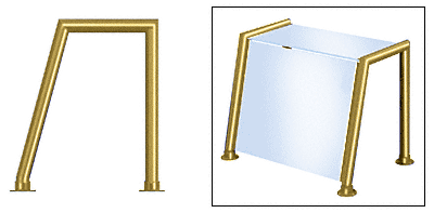 C.R. Laurence CRL Elegant 157 Series Sneeze Guard - 1-1/2&quot; Polished Brass Tubing, Glass On Top and Front Only  | SG5157PB