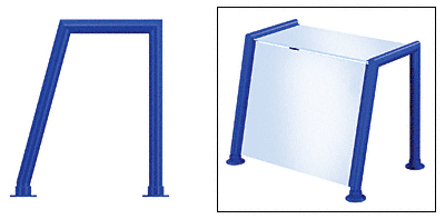 C.R. Laurence CRL Elegant 157 Series Sneeze Guard - 1-1/2&quot; Powder Painted Tubing, Glass On Top and Front Only  | SG5157PT