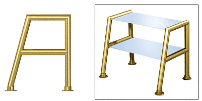 C.R. Laurence CRL Elegant 159 Series Sneeze Guard - 1-1/2&quot; Polished Brass Tubing, Glass On Top and Shelf Only  | SG5159PB