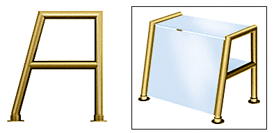 C.R. Laurence CRL Elegant 160 Series Sneeze Guard - 1-1/2&quot; Polished Brass Tubing, Glass On Top, Shelf, and Front Only  | SG5160PB