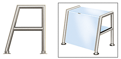 C.R. Laurence CRL Elegant 160 Series Sneeze Guard - 1-1/2&quot; Polished Stainless Tubing, Glass On Top, Shelf, and Front Only  | SG5160PS
