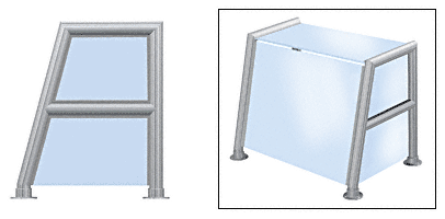 C.R. Laurence CRL Elegant 161 Series Sneeze Guard - 1-1/2&quot; Brushed Stainless Tubing, Glass On Top, Shelf, Front, and One or Both Ends  | SG5161BS