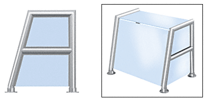C.R. Laurence CRL Elegant 161 Series Sneeze Guard - 1-1/2&quot; Polished Stainless Tubing, Glass On Top, Shelf, Front, and One or Both Ends  | SG5161PS