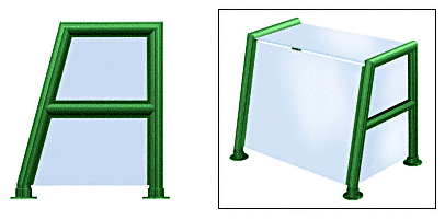 C.R. Laurence CRL Elegant 161 Series Sneeze Guard - 1-1/2&quot; Powder Painted Tubing, Glass On Top, Shelf, Front, and One or Both Ends  | SG5161PT