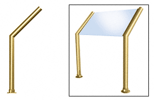 C.R. Laurence CRL Elegant 162 Series Sneeze Guard - 1-1/2&quot; Polished Brass Tubing, Glass On Slant Only  | SG5162PB