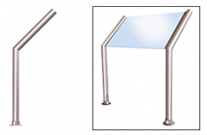 C.R. Laurence CRL Elegant 162 Series Sneeze Guard - 1-1/2&quot; Polished Stainless Tubing, Glass On Slant Only  | SG5162PS