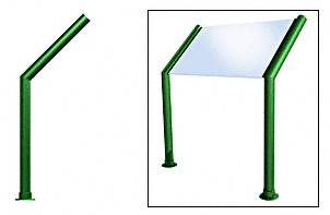 C.R. Laurence CRL Elegant 162 Series Sneeze Guard - 1-1/2&quot; Powder Painted Tubing, Glass On Slant Only  | SG5162PT