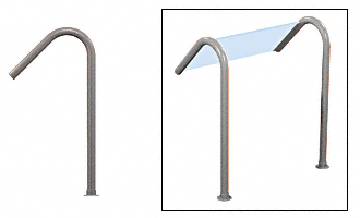 C.R. Laurence CRL Elegant 163 Series Sneeze Guard - 1-1/2&quot; Brushed Stainless Tubing, Glass On Slant Only  | SG5163BS