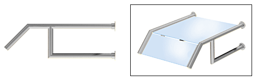 C.R. Laurence CRL Elegant 164 Series Sneeze Guard - 1-1/2&quot; Brushed Stainless Tubing, Glass On Slant and Top Only  | SG5164BS