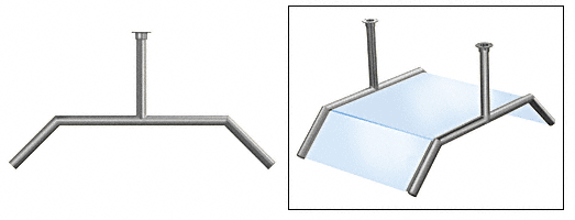 C.R. Laurence CRL Elegant 165 Series Sneeze Guard - 1-1/2&quot; Brushed Stainless Tubing, Glass On Slants and Top Only  | SG5165BS