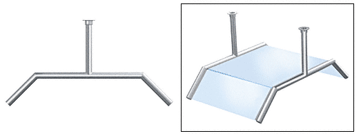 C.R. Laurence CRL Elegant 165 Series Sneeze Guard - 1-1/2&quot; Polished Stainless Tubing, Glass On Slants and Top Only  | SG5165PS