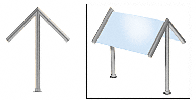 C.R. Laurence CRL Elegant 166 Series Sneeze Guard - 1-1/2&quot; Brushed Stainless Tubing, Glass On Slant Only  | SG5166BS