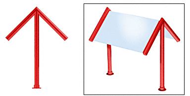 C.R. Laurence CRL Elegant 166 Series Sneeze Guard - 1-1/2&quot; Powder Painted Tubing, Glass On Slant Only  | SG5166PT