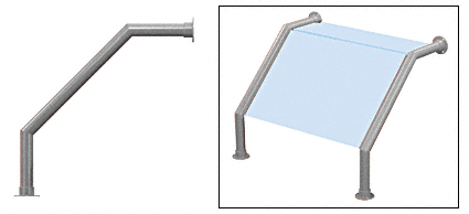 C.R. Laurence CRL Elegant 169 Series Sneeze Guard - 1-1/2&quot; Brushed Stainless Tubing, Glass On Slant and Top Only  | SG5169BS