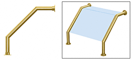 C.R. Laurence CRL Elegant 169 Series Sneeze Guard - 1-1/2&quot; Polished Brass Tubing, Glass On Slant and Top Only  | SG5169PB