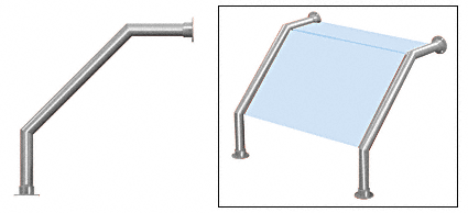 C.R. Laurence CRL Elegant 169 Series Sneeze Guard - 1-1/2&quot; Polished Stainless Tubing, Glass On Slant and Top Only  | SG5169PS
